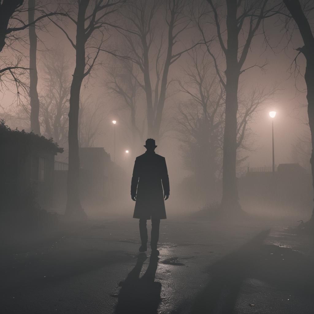 Surreal Shadow Figure in Supernatural Horror Scene