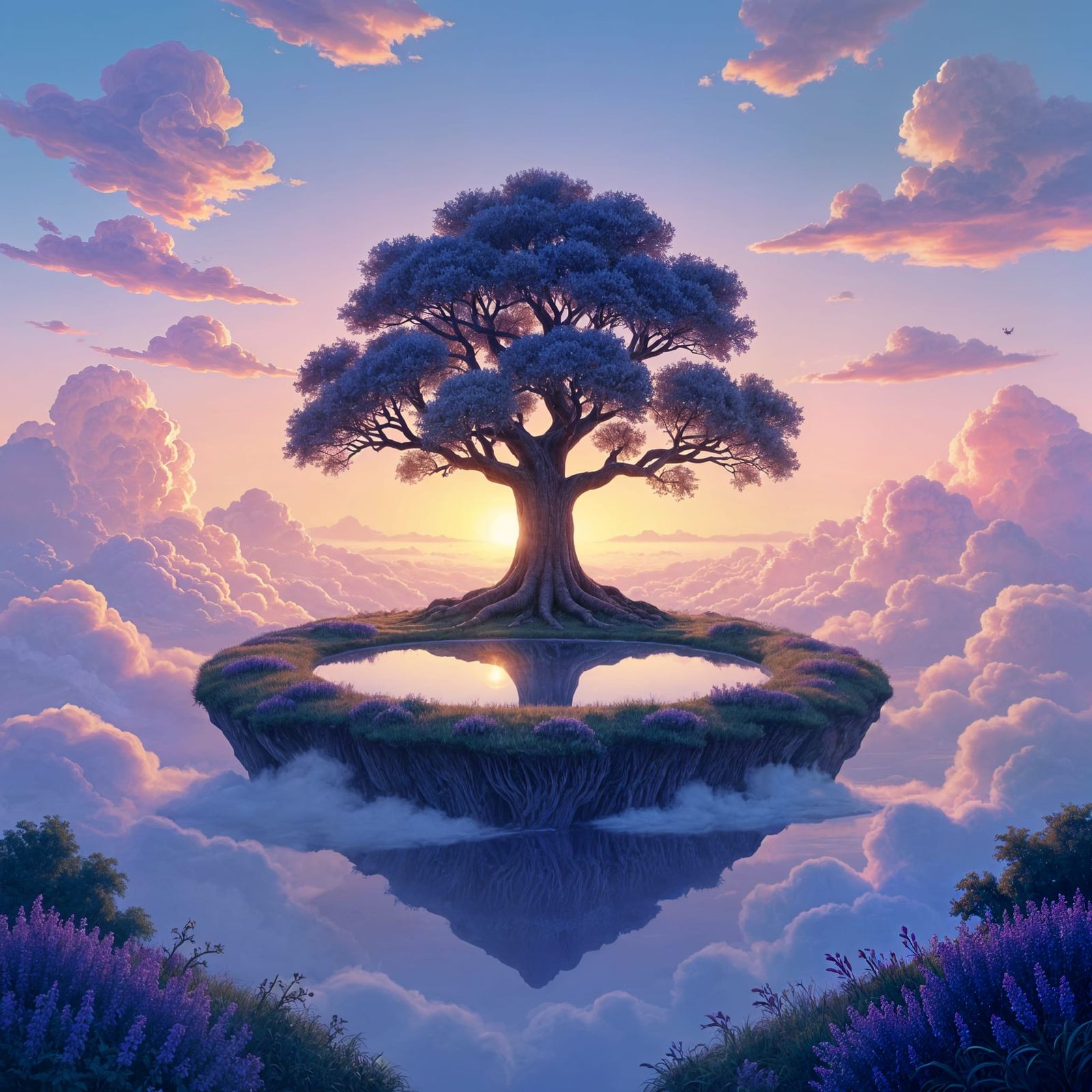 Floating Island Ecosystem in Ethereal Ghibli Style