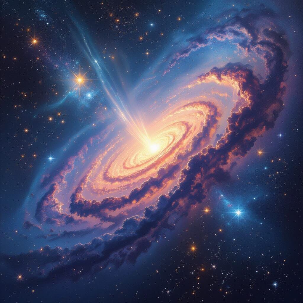 Celestial Ballet of Galaxies and Nebulae in Cosmic Art Style