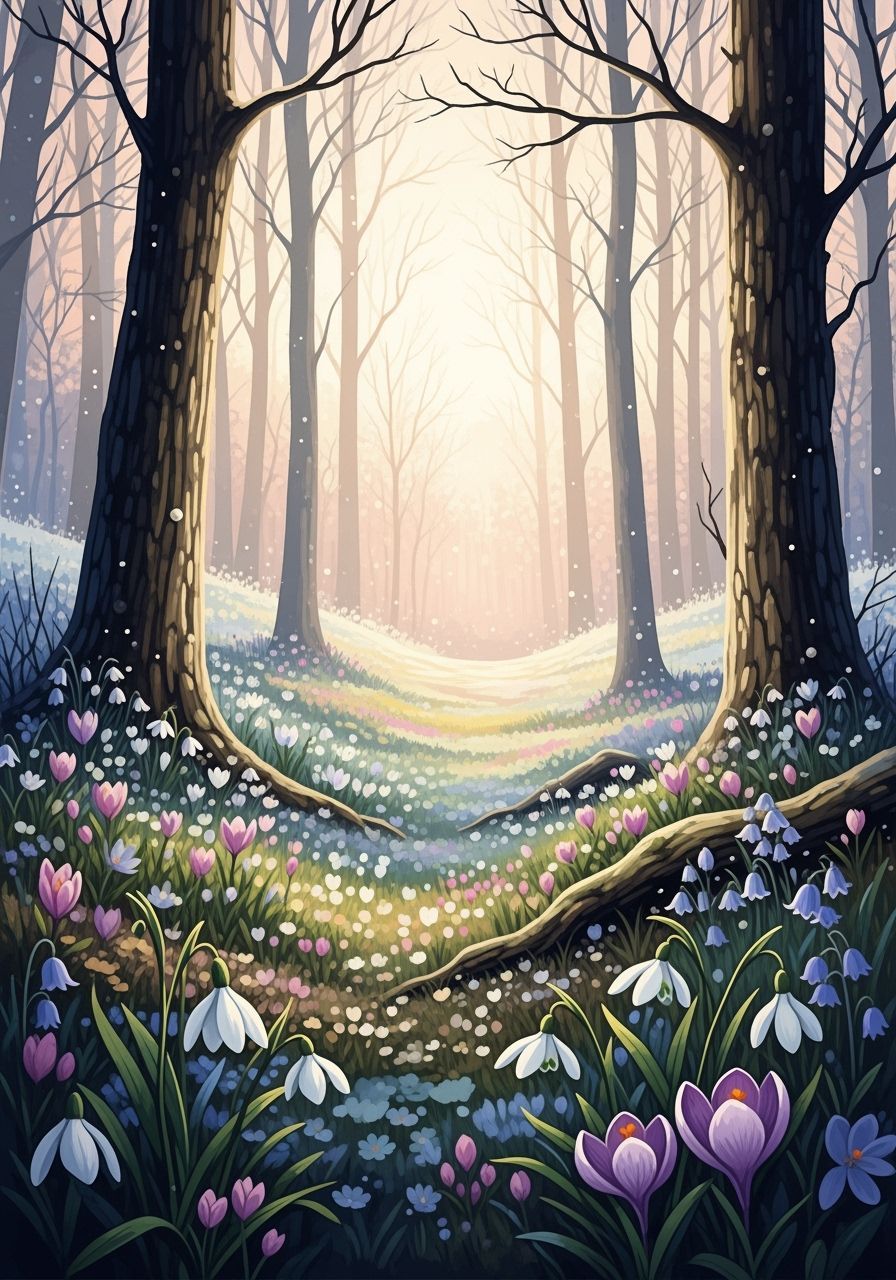 Magical Winter Forest Watercolor Painting