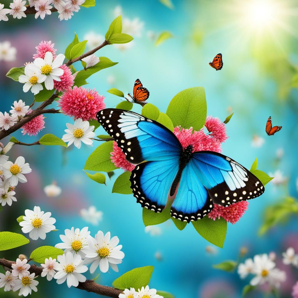 Springtime Butterflies and Flowers in IMAX Style