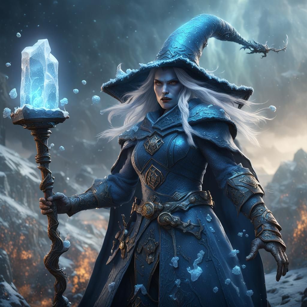 Frost Witch with Thunder Hammer: Fantasy Concept Art