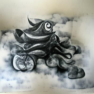 Abstract Squid Ink Cloud Charcoal Drawing