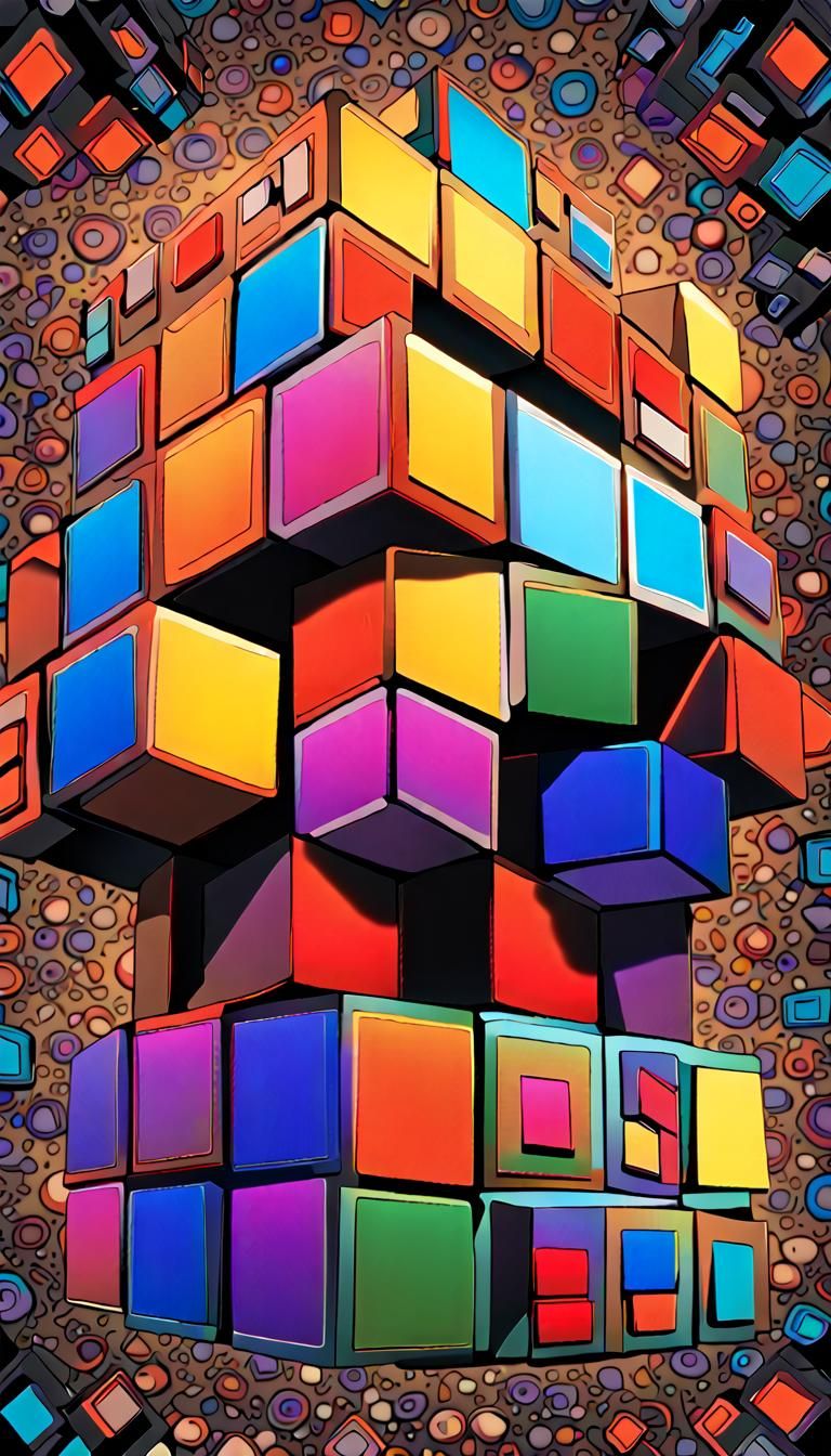 Psychedelic 3D Myer's Cube with Volumetric Lighting