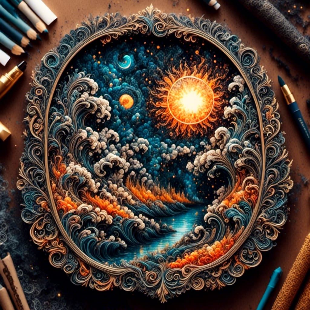 Intricate Zentangle Mirror on Horror Stump