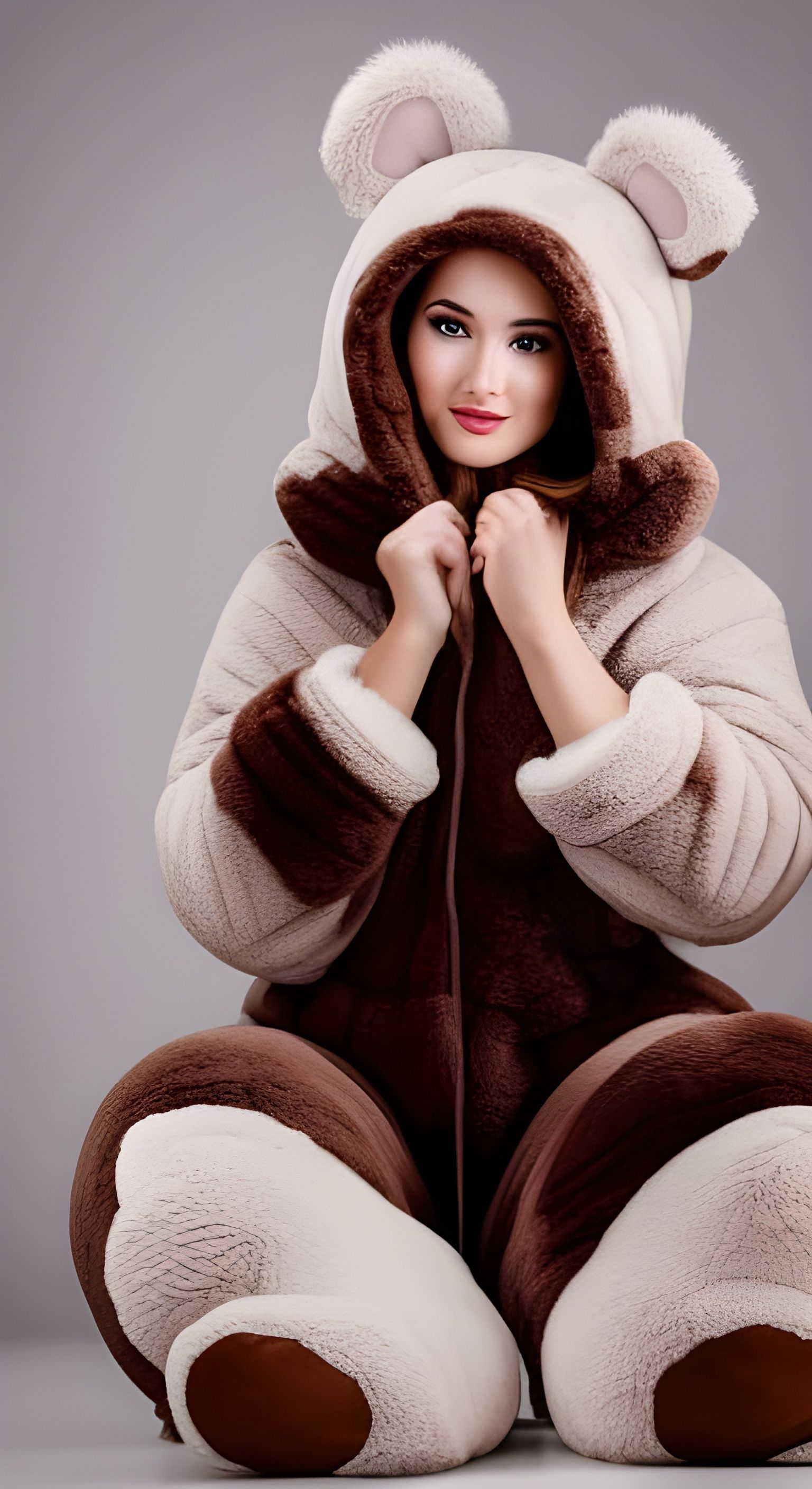 Woman in Furry Teddy Bear Costume