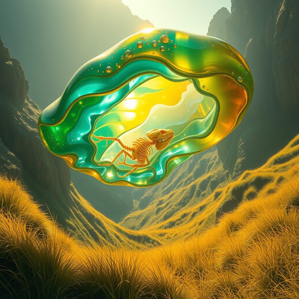 Giant Crystalline Slime Over Sunlit Valley