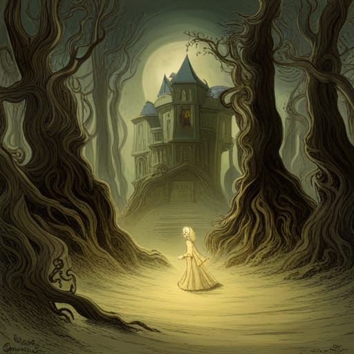 Ethereal Haunted Arboretum in Dark Romantic Style