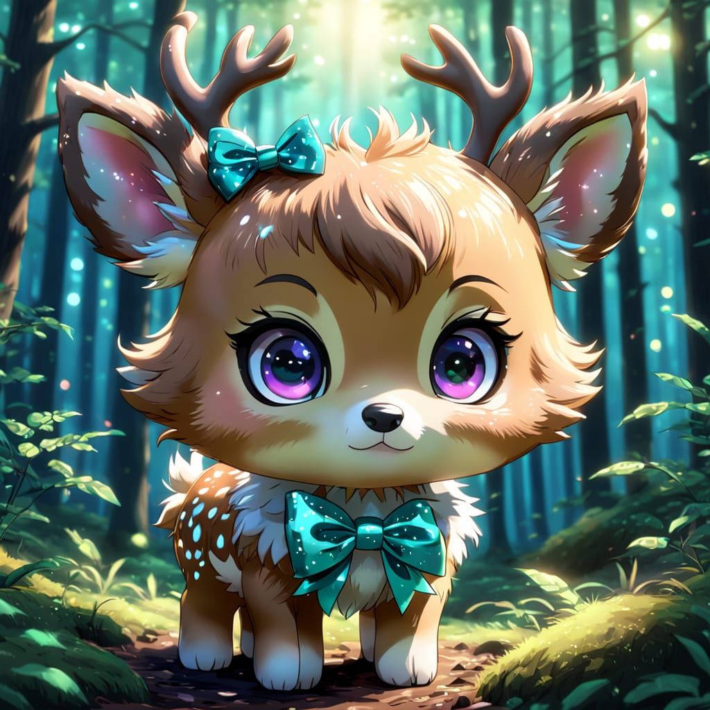 Chibi Baby Deer in Japanese Pop Art Style