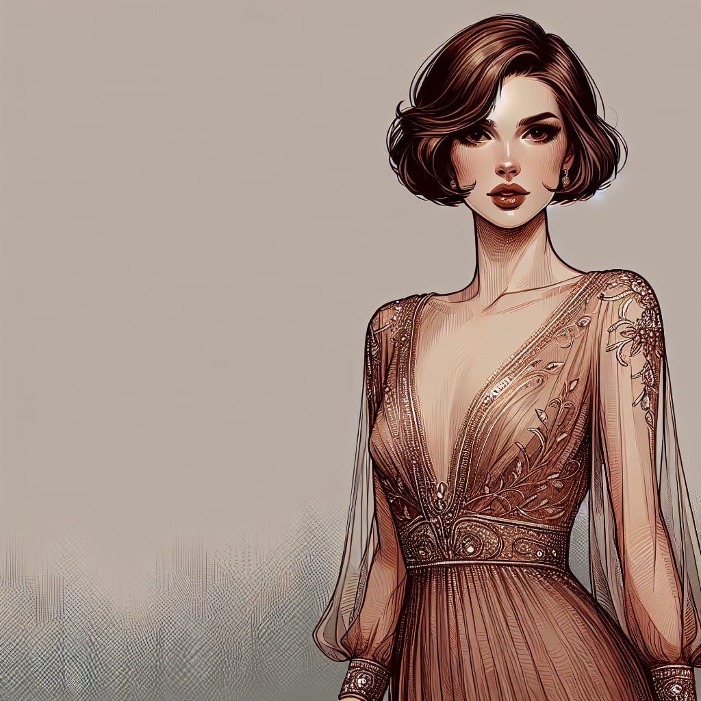 Roaring Twenties: A Woman in 1920s Evening Gown