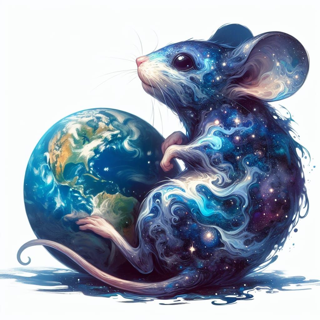 Cosmic Mousefolk Guardian Circling Earth