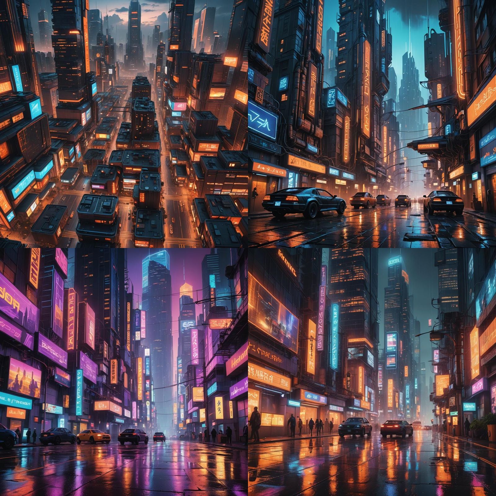 Cyberpunk Cityscape at Night in Detailed Digital Art