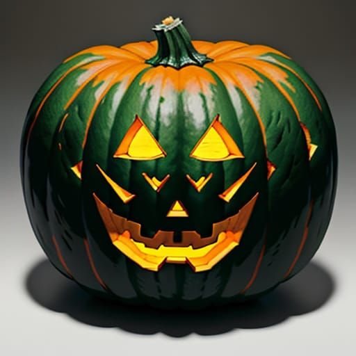 Pumpkin Cactus Jack O Lantern Outline in Anime Style