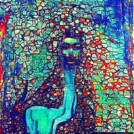 Surreal Woman in a Dreamlike Landscape with Vibrant Colors a...