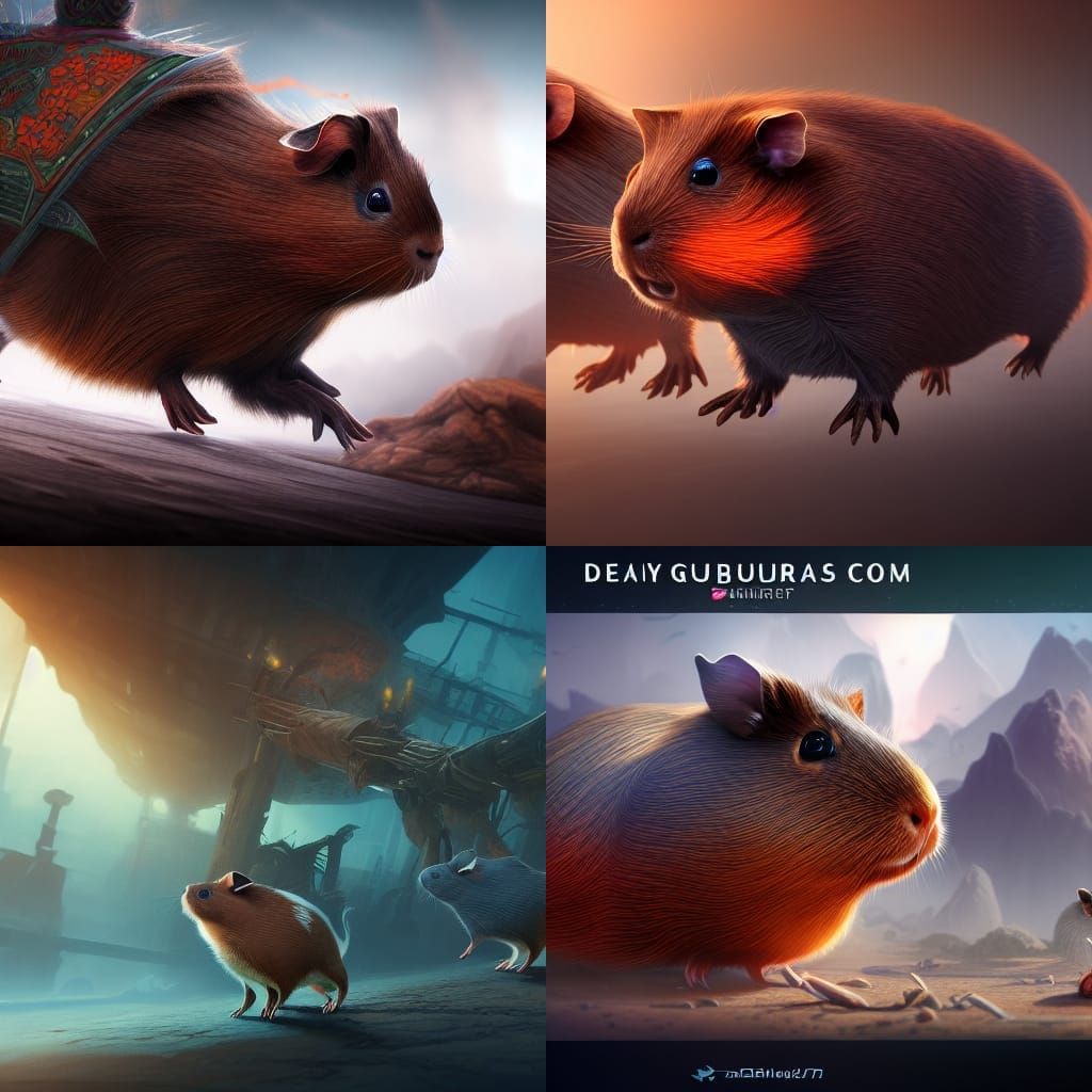 Deadly Guinea Pigs on a Mission in Detailed Painting