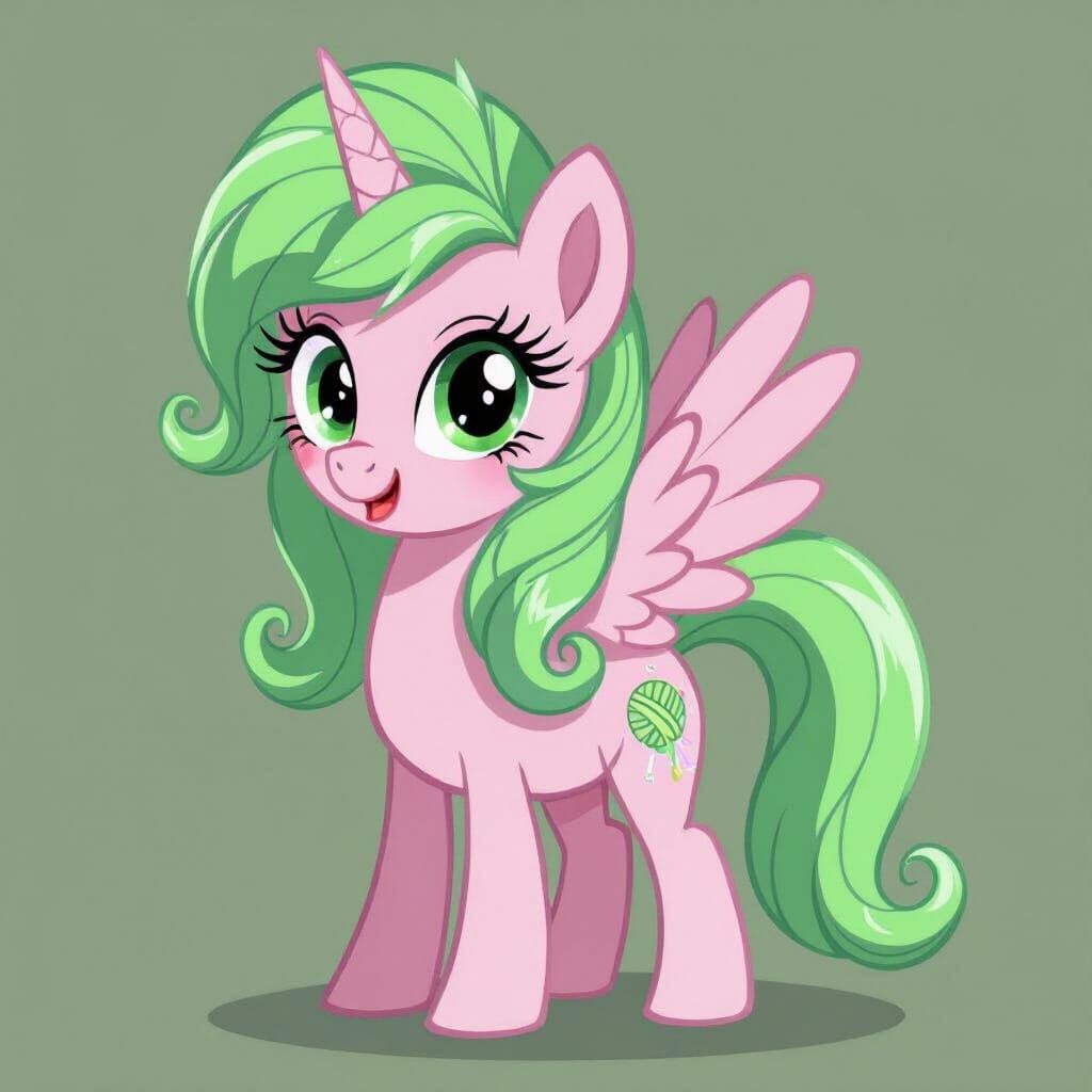 My Little Pony Pegasus with Pink Fur and Green Mane