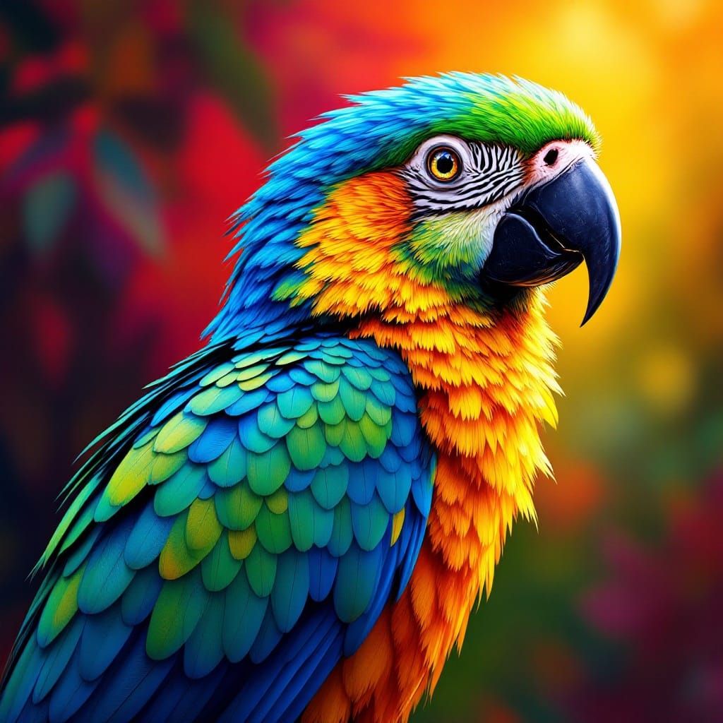 Vibrant South American Parrot in Tropical Rainforest