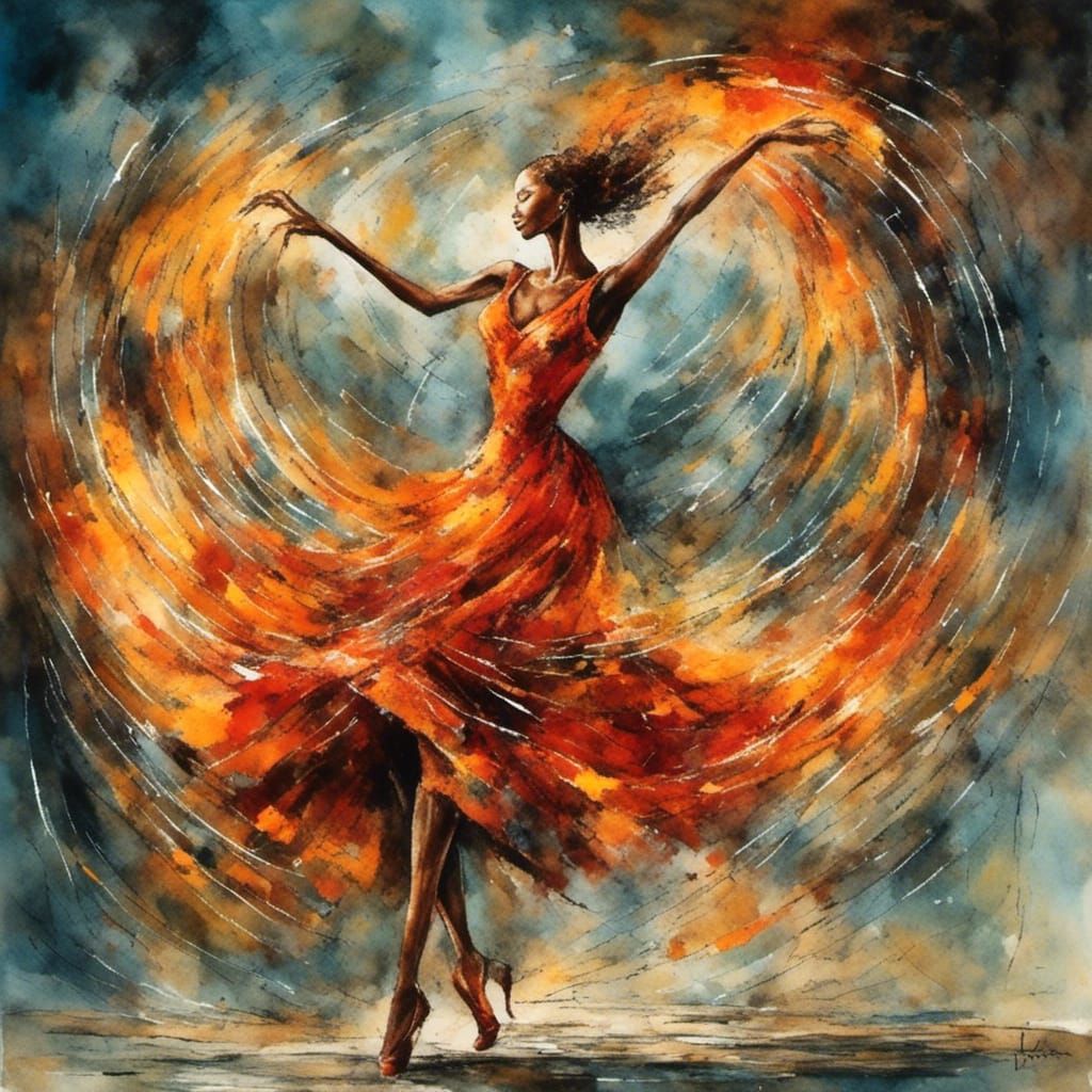 Fiery Dancer in Ecstasy: Fantasy Concept Art