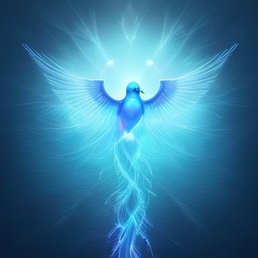 Neon Water-Bird Formed from Optical Fiber