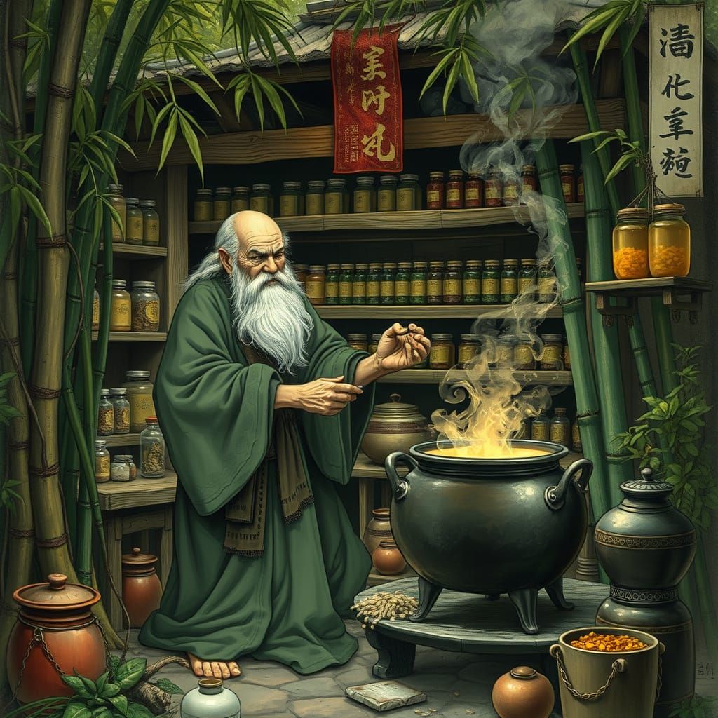 Herbalist's Elixir: Wuxia Fantasy in Bamboo Grove