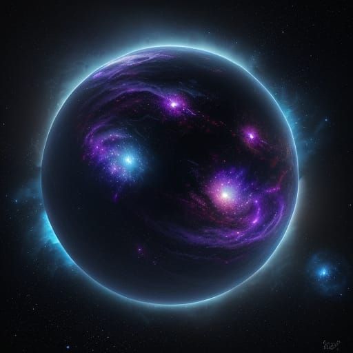 Vibrant Alien Planet in Dark Cosmic Void