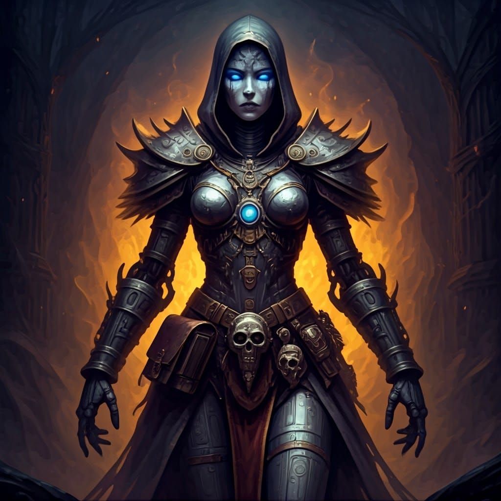 Medieval Android Animist in Dark Fantasy Style