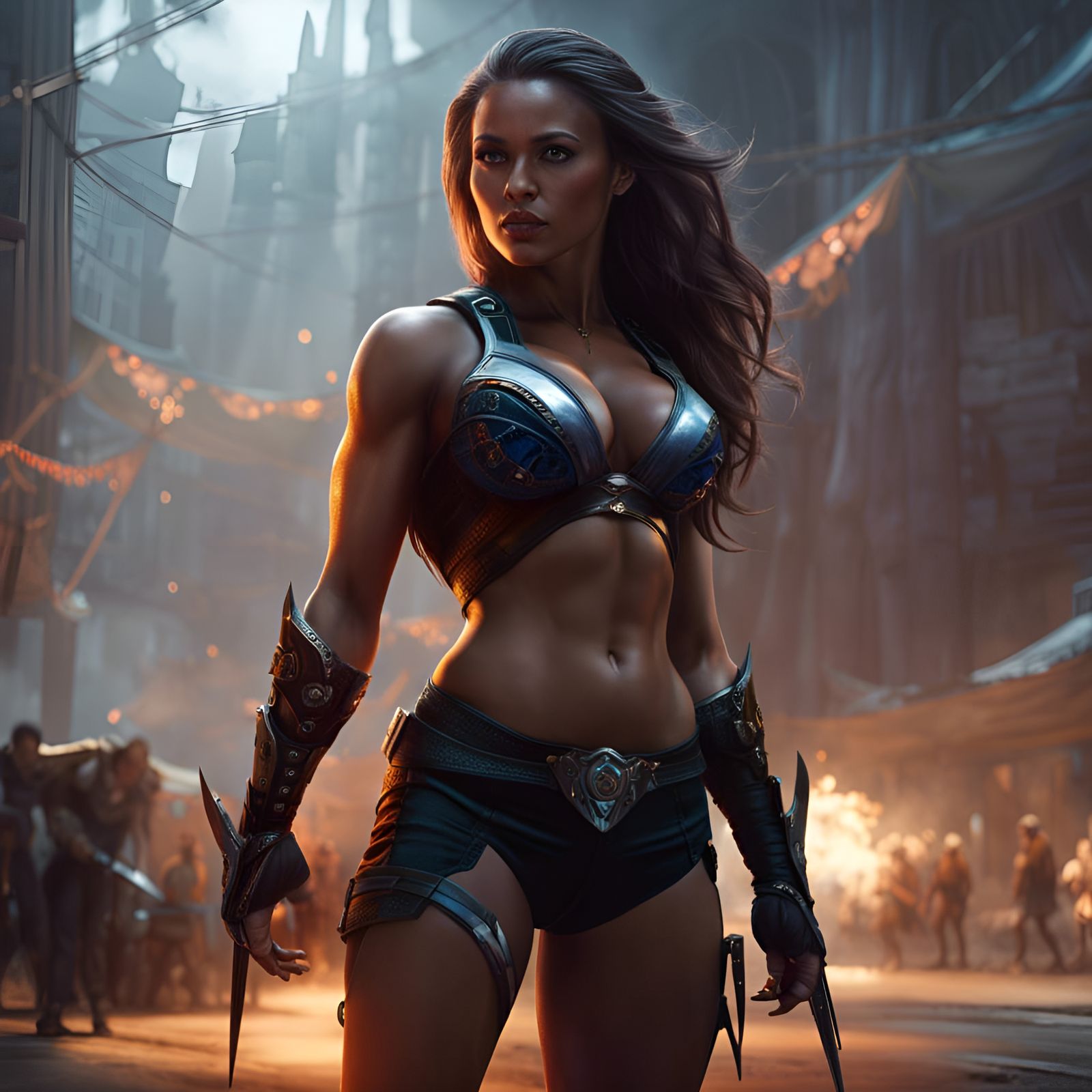 Muscular Red-Skinned Woman: Dark Fantasy Art