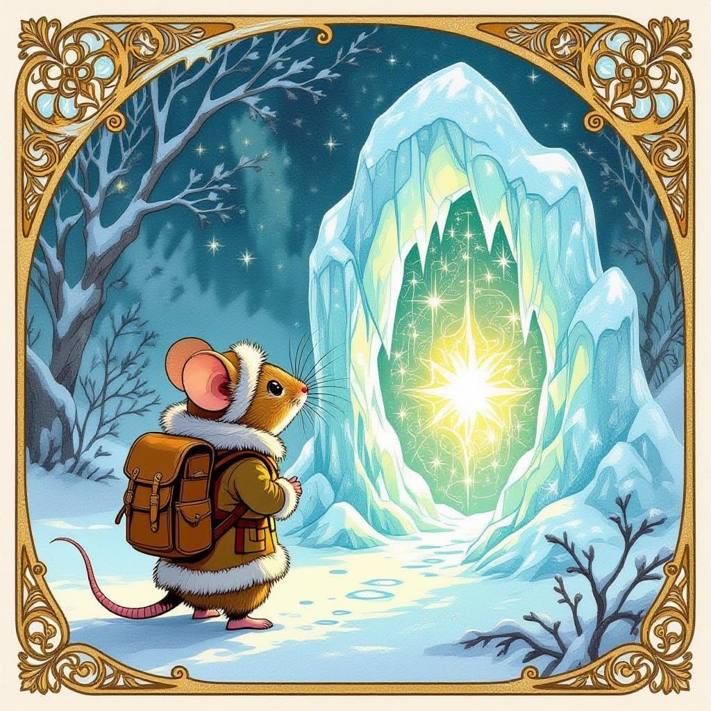 Mouse Explorer Discovers Magical Ice Portal in Children's Bo...