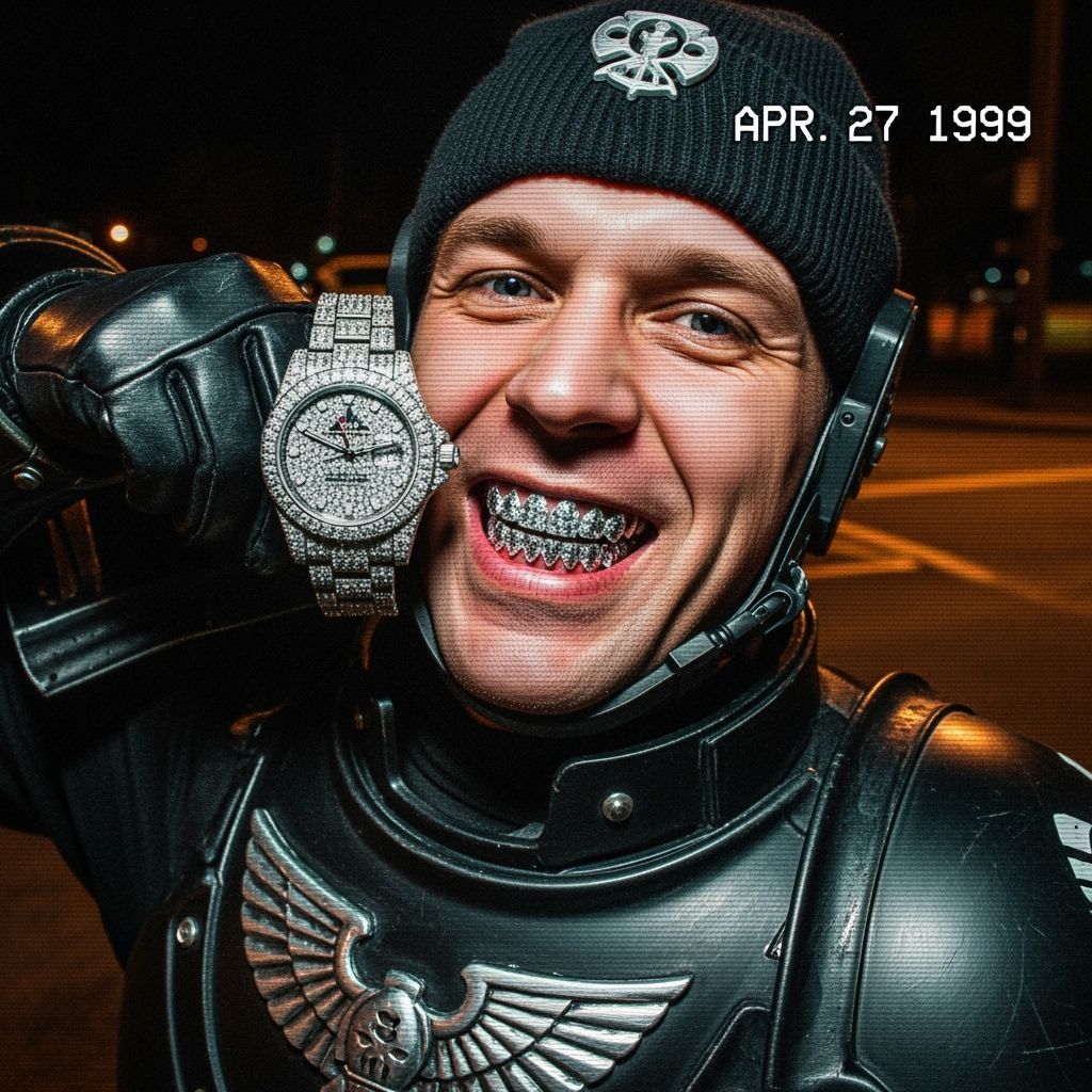 Warhammer Guardsman Grins With Diamond Grillz and Rolex