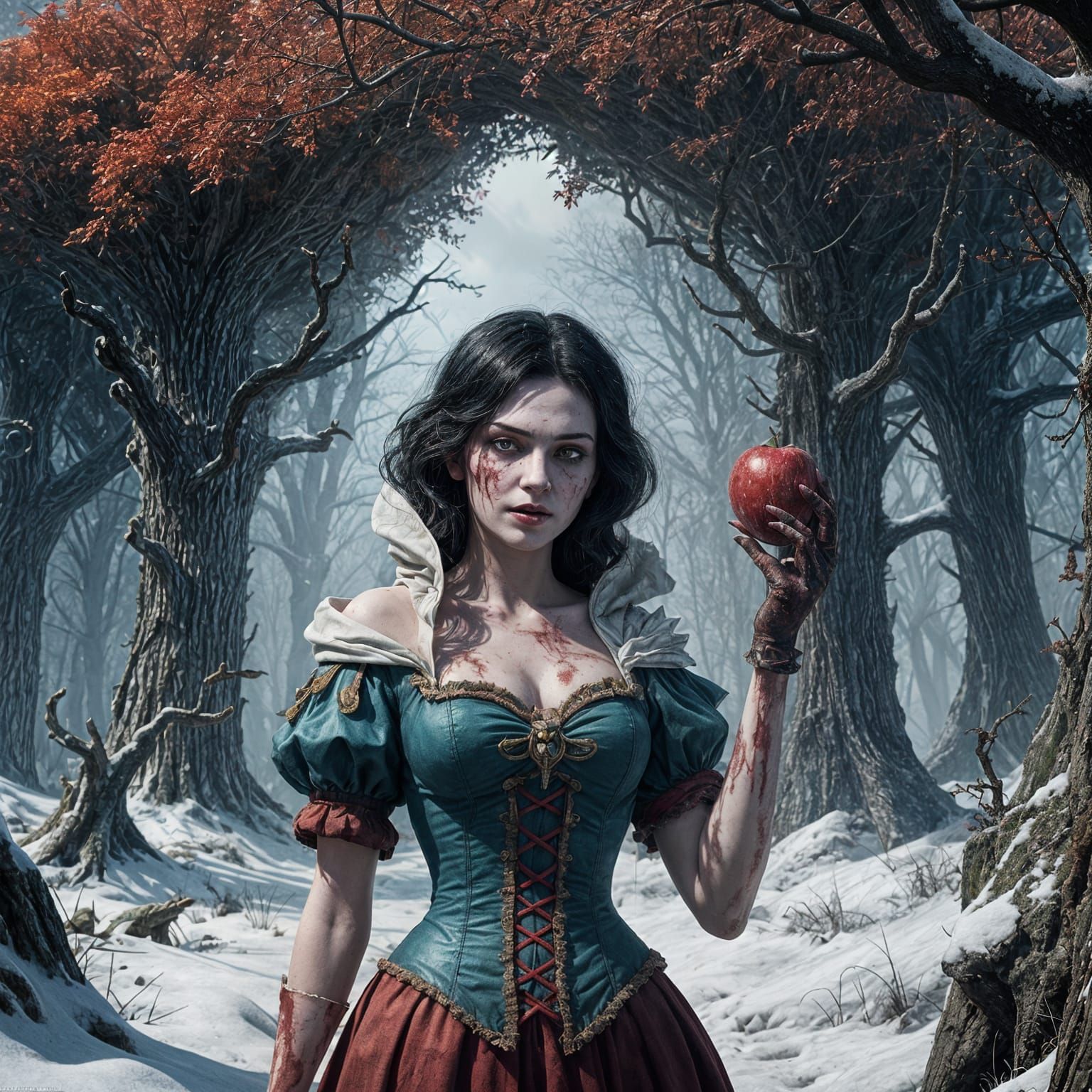 Cyberpunk Snow White Awakens from Zombie Apocalypse