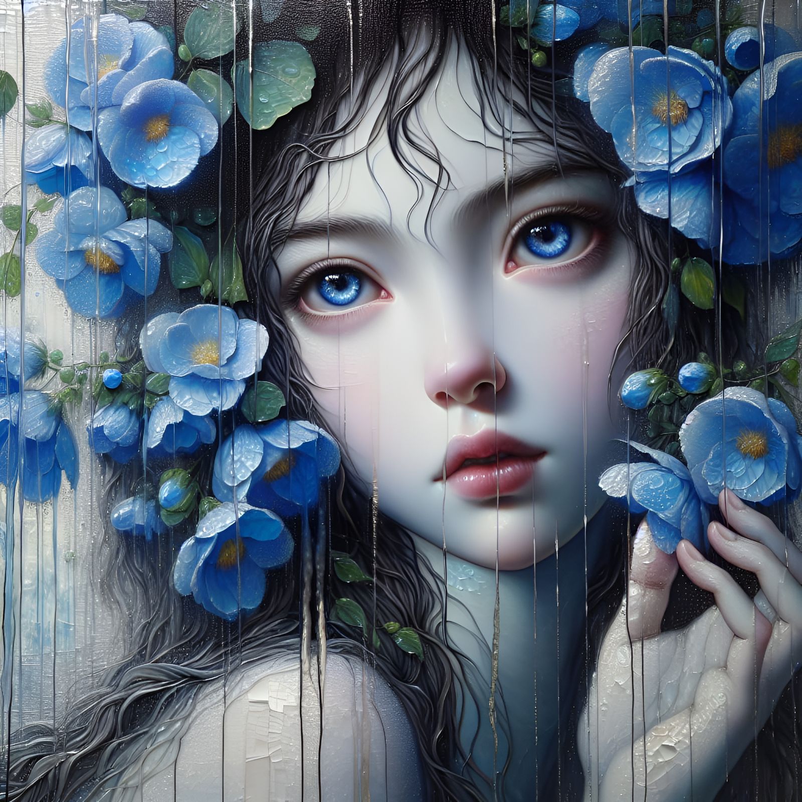 Doll-Like Girl in Blue Flowers, Pre-1912 Surrealism