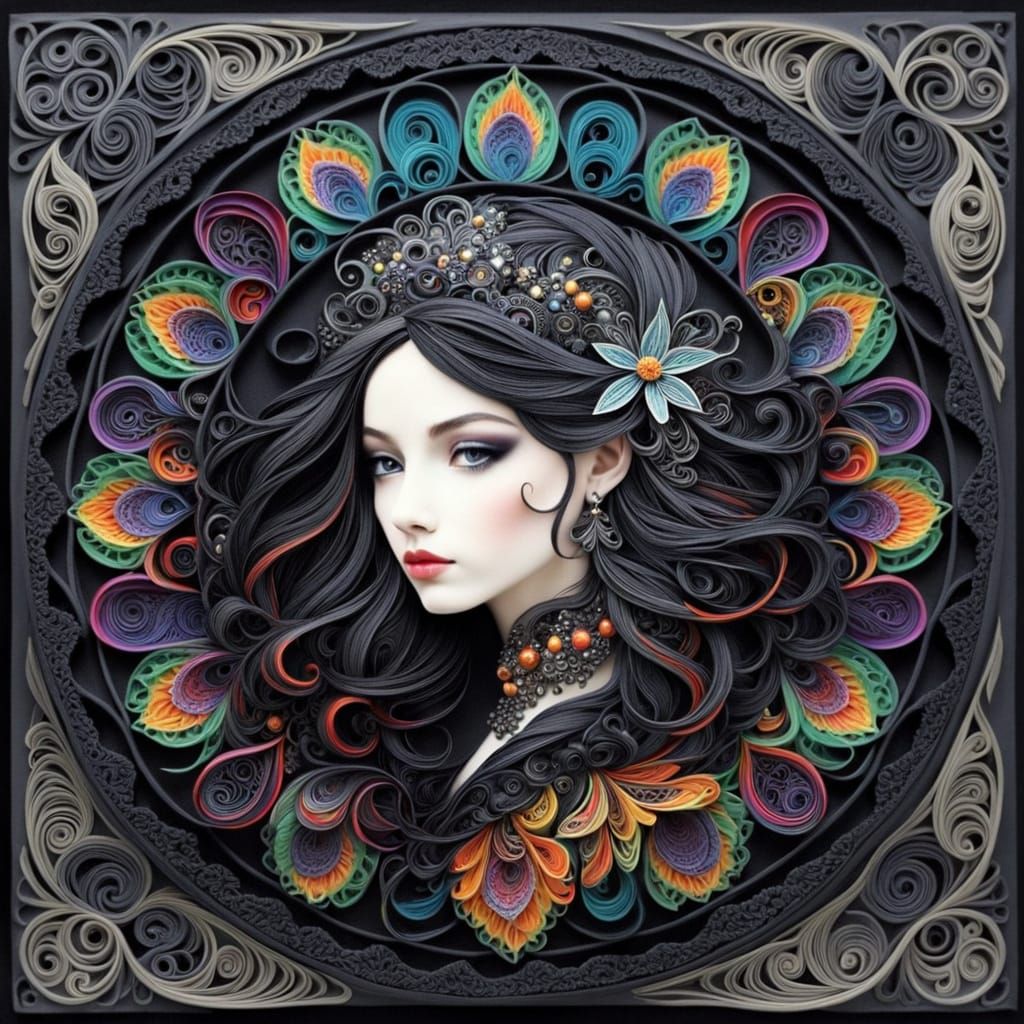 Ethereal Bohemian Portrait in Charcoal and Xylography