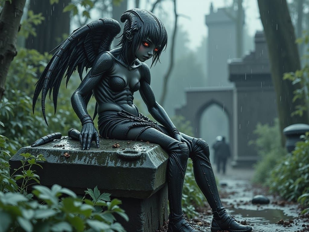 A Solemn Cherub Guards a Quiet Tomb