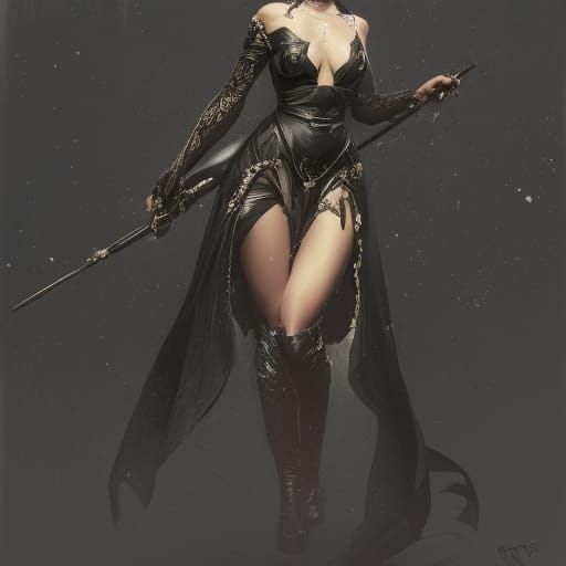 Queen with Black Crown in Hyperdetailed Concept Art