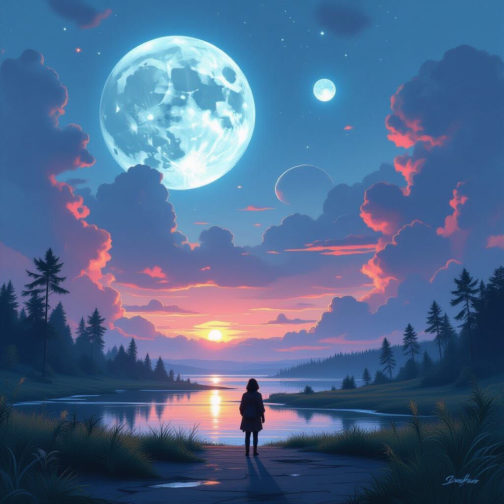 Magical World with Iridescent Creatures in Digital Art