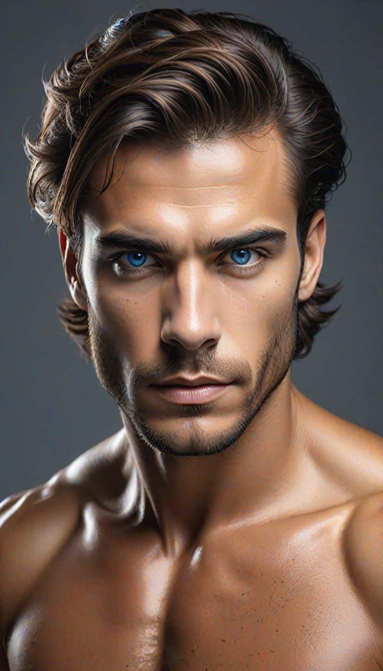 Studio Portrait of a Man with Blue Eyes