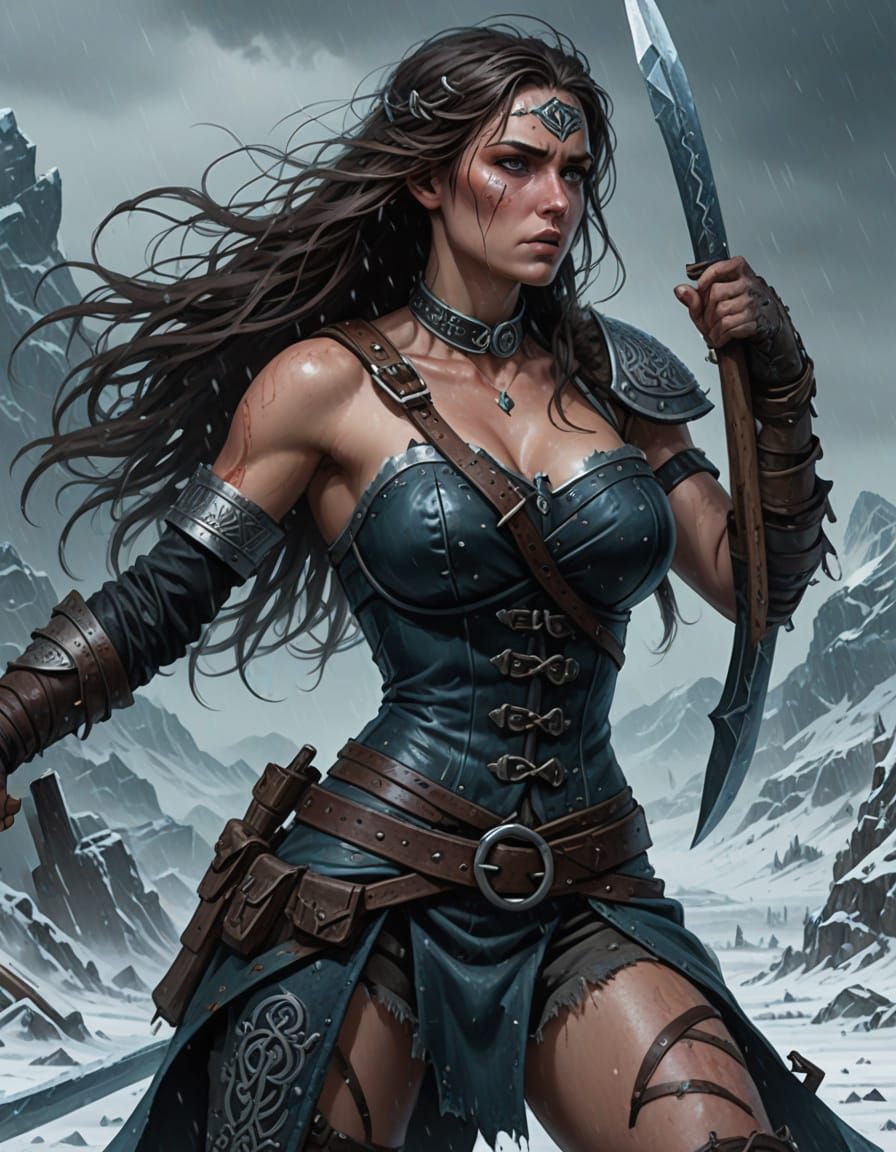 Battle-Hardened Barbarian Warrior in Epic Combat