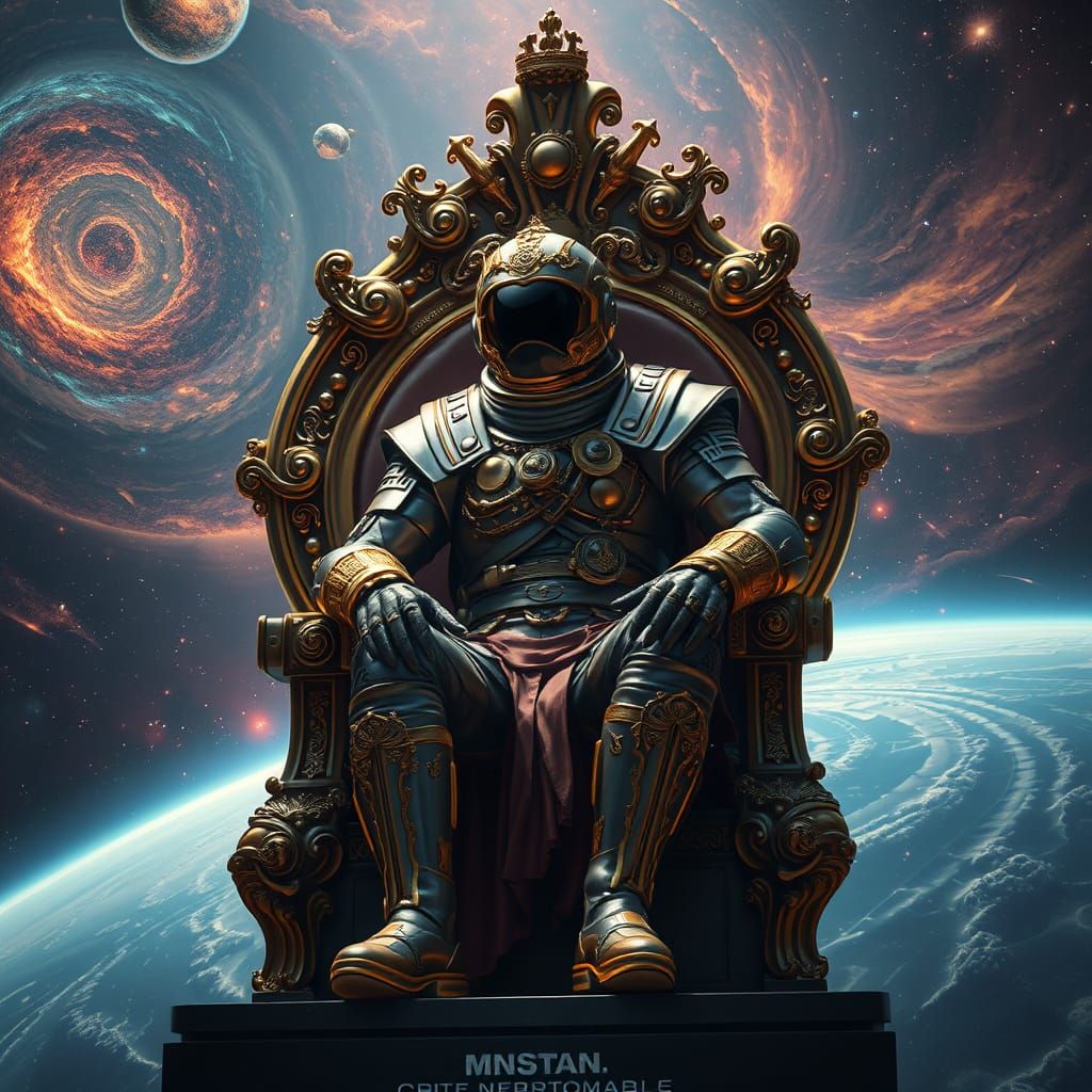 Cosmic Emperor: Regal Astronaut in Majestic Space Scene
