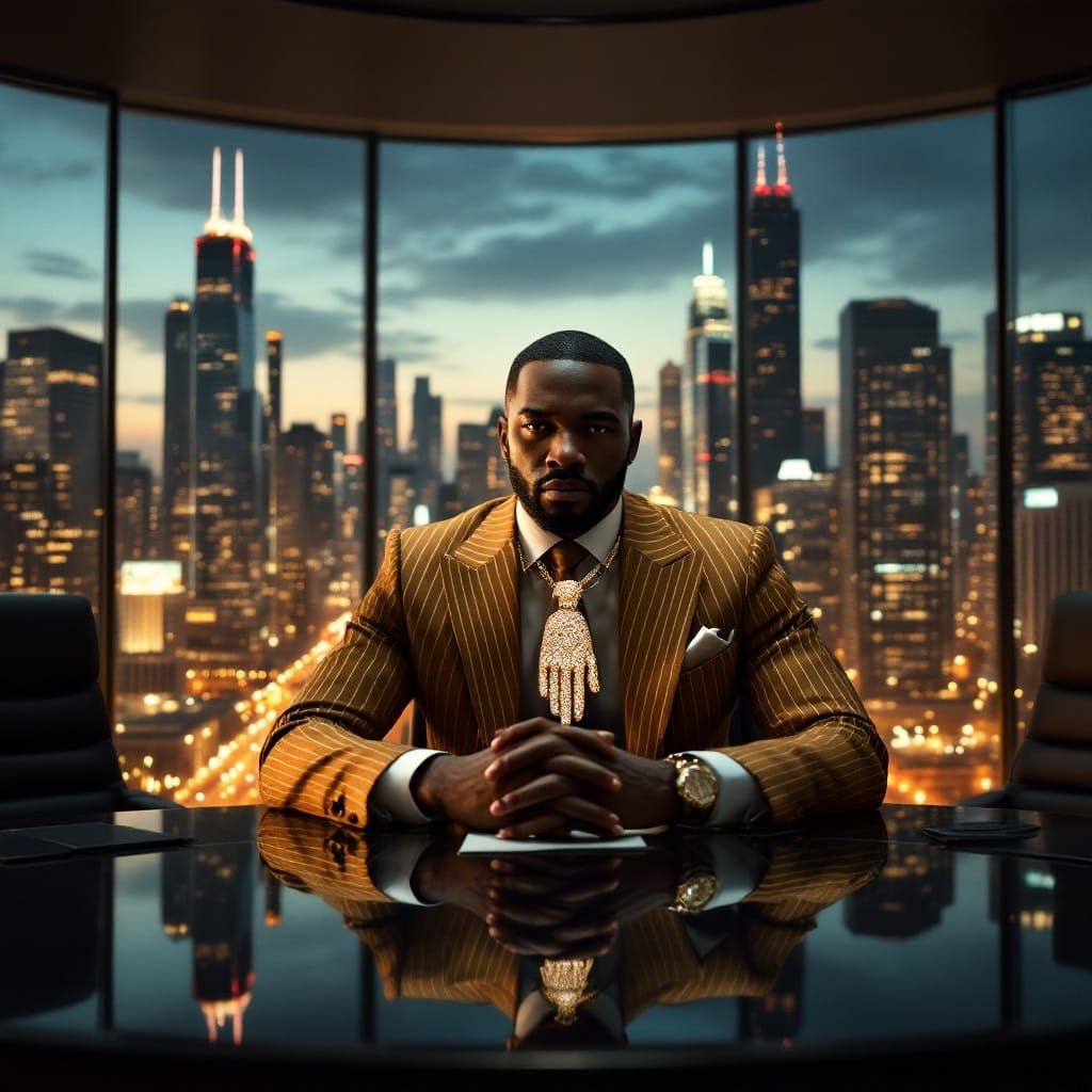 Elegant African American Executive Dominates Futuristic Chic...
