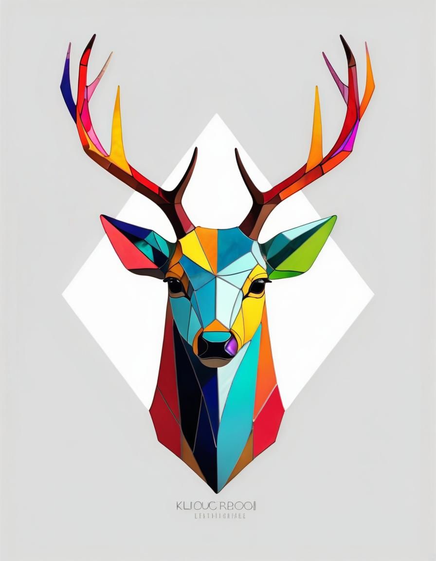 Geometric Stained Glass Stag Art