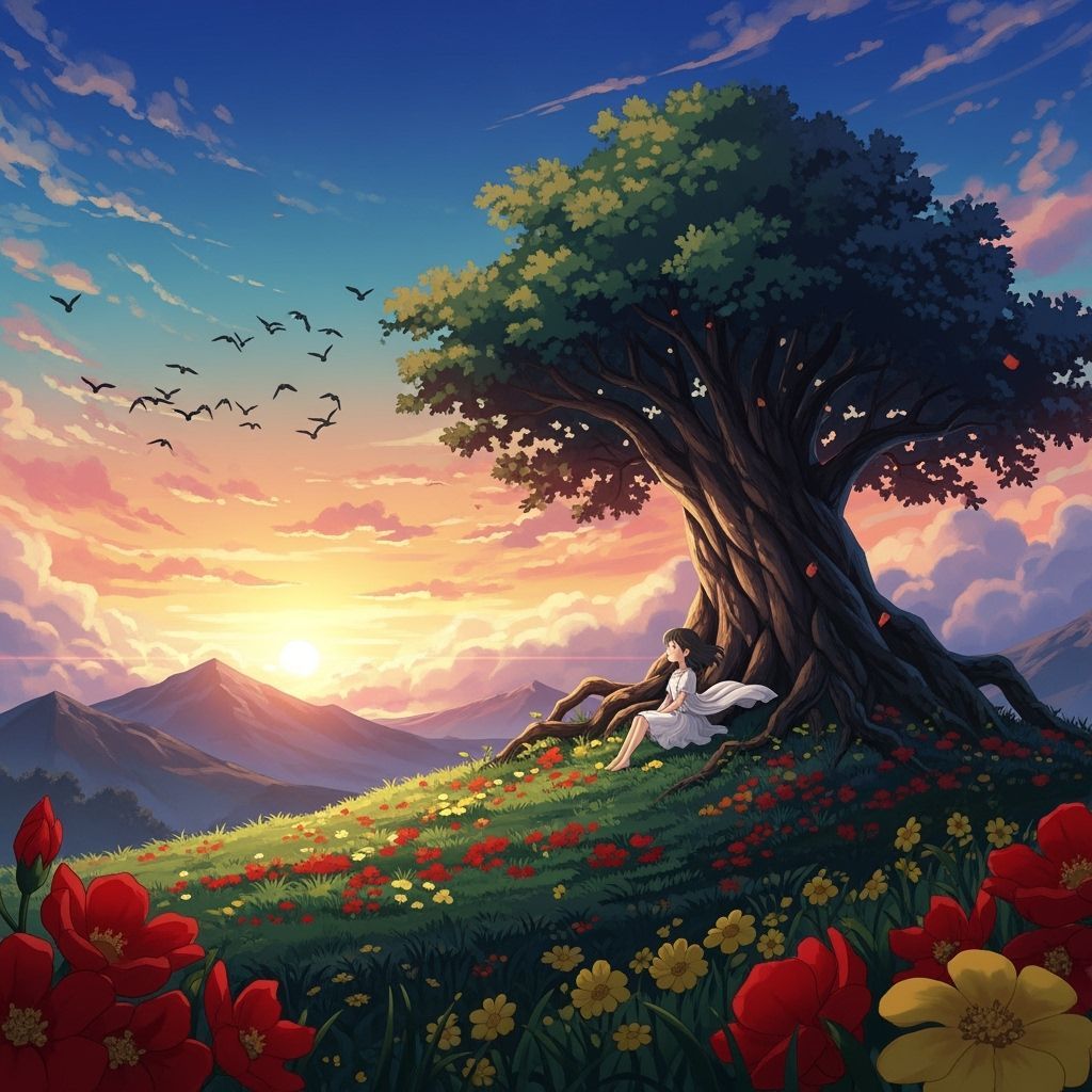 Girl in Meadow, Studio Trigger Anime Style