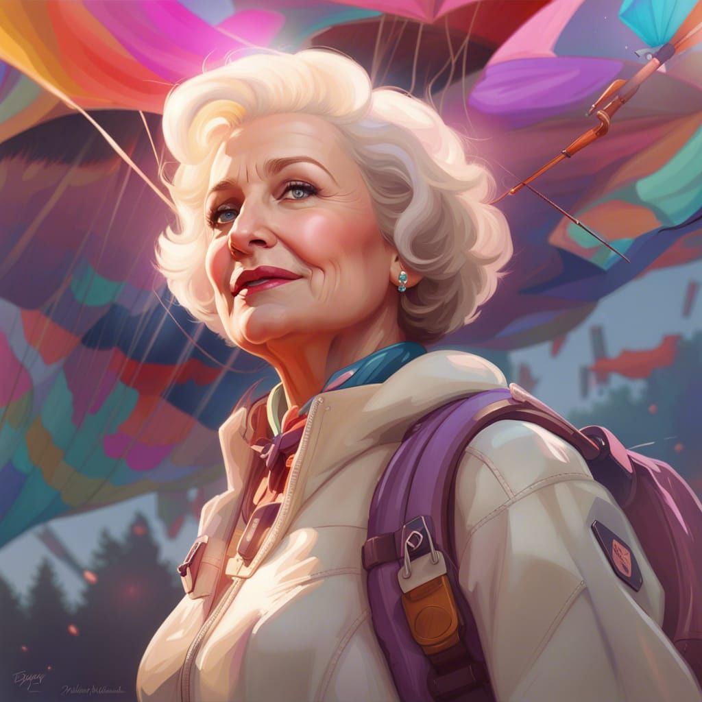 Skydiving Woman: Anime-Inspired Digital Art