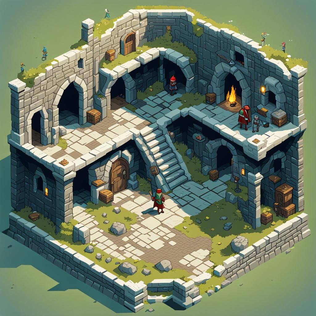 Classic RPG Dungeon Map with Elf Archer