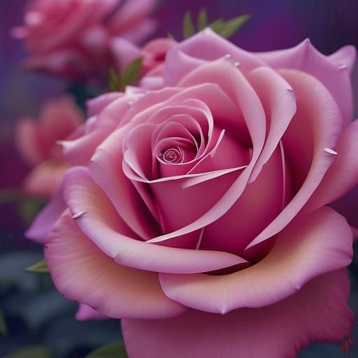 Lush Roses with Dew Drops in Hyperrealistic Style