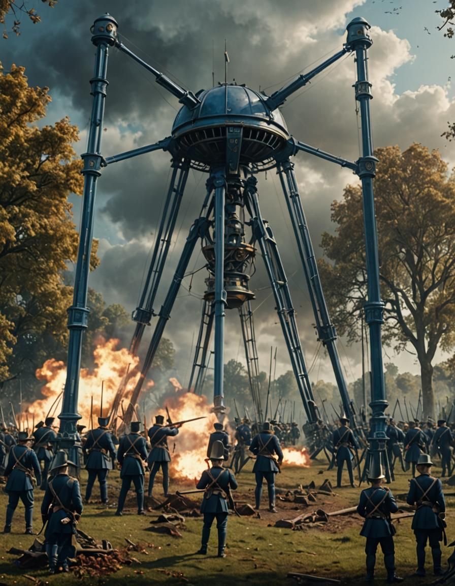 Victorian Soldiers Battle War of the Worlds Tripod