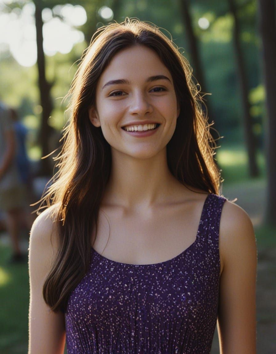 Cinematic Portrait of a Girl in Purple Dress