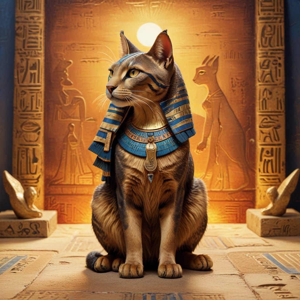 Ancient Egyptian Cat Goddess Bastet in Oil Paint