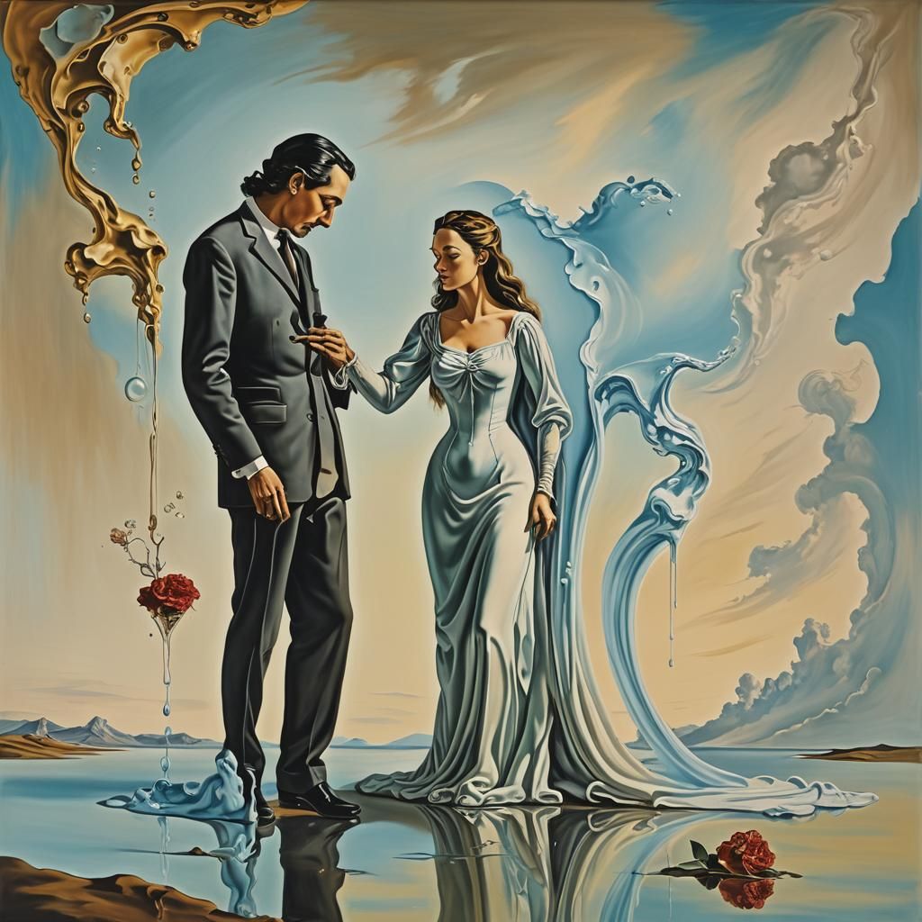 Romantic Surrealism: A Dali-esque Oil Painting