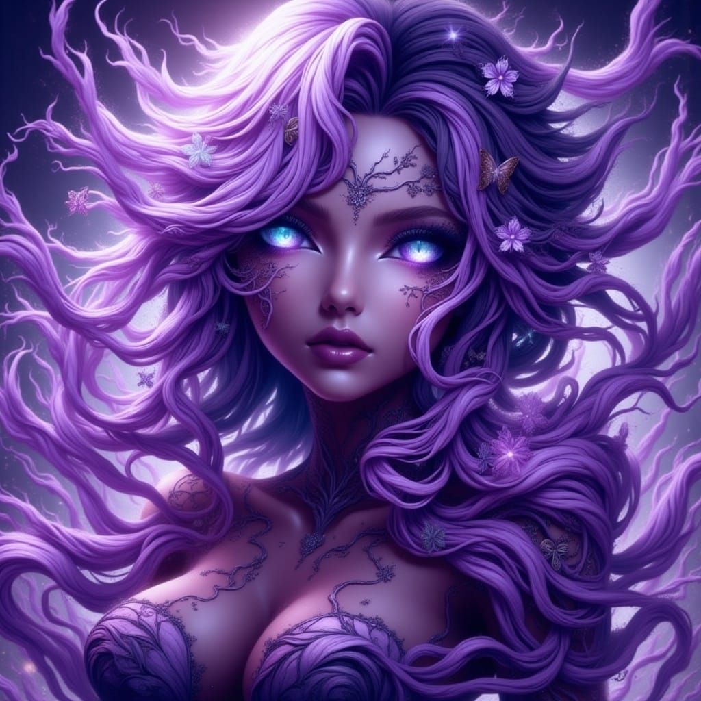 Alluring Woman with Metallic Eyes in Cyberpunk Style