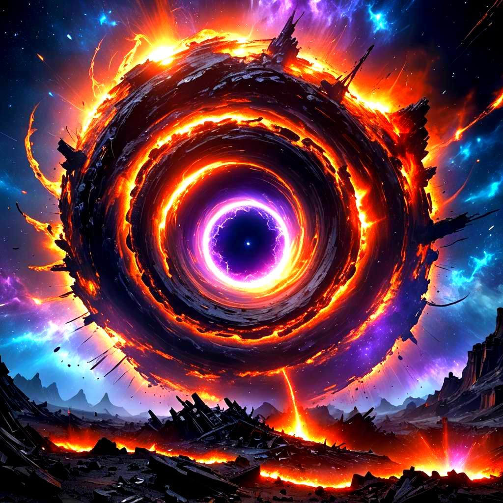 Black Hole Absorbing Star: Detailed Matte Painting